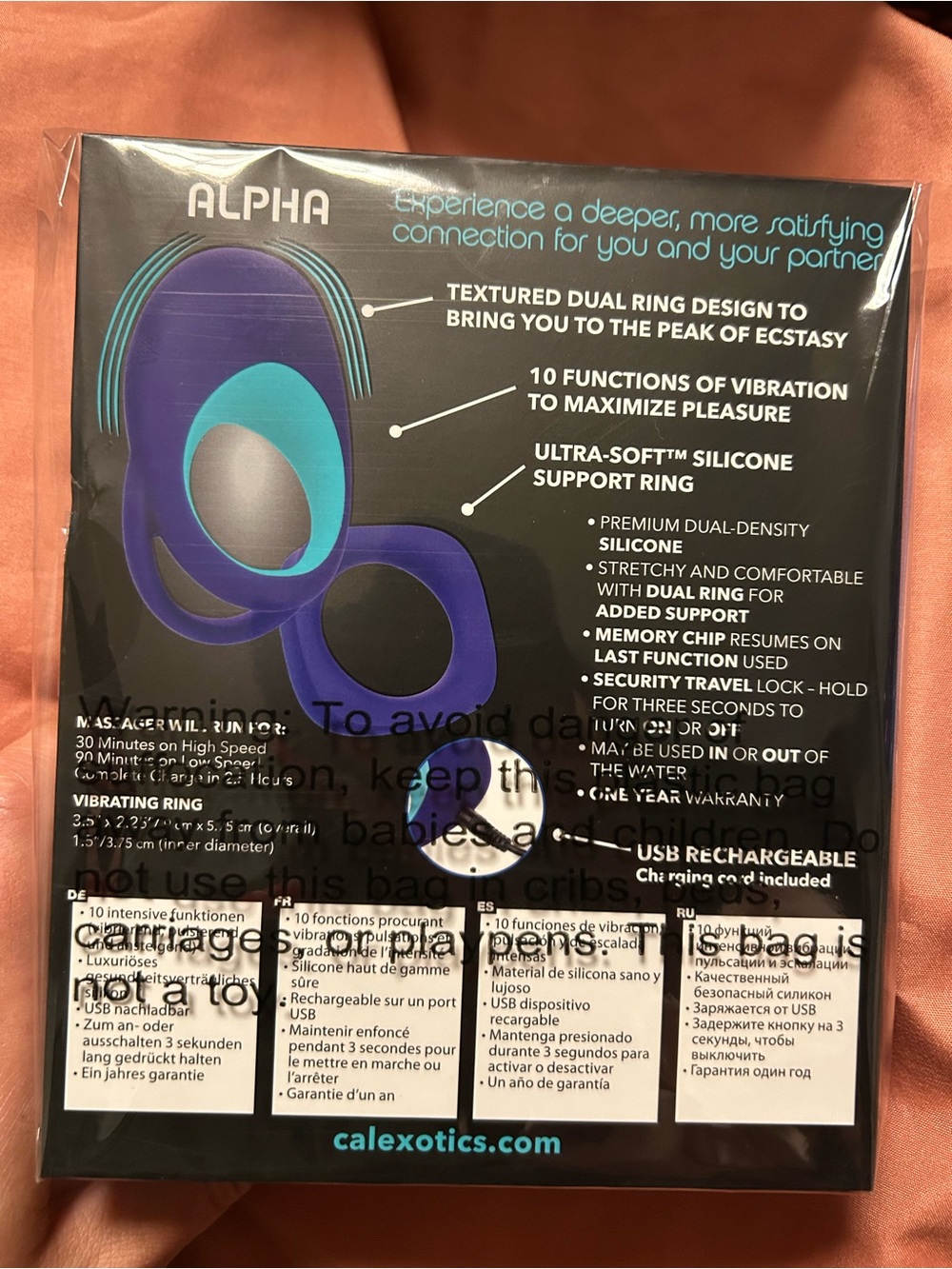 🔥Link Up Alpha Vibrating Ring - Blue - Picture 2 of 2